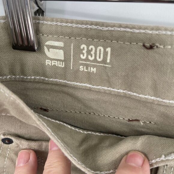 G-Raw Star Khaki Straight Leg Slim Fit Chino Denim Pants Size 29/30 - Picture 3 of 8